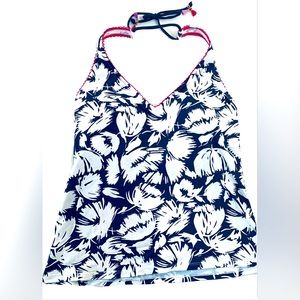 🧡🩷❤️ LIZ CLAIBORNE Tankini Top Navy & White Size Large (NWT)